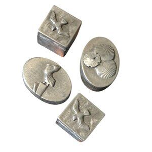 4 Vintage Trinket Boxes Yorkshire Designs Pewter 1978 Costal Collector Series 1"